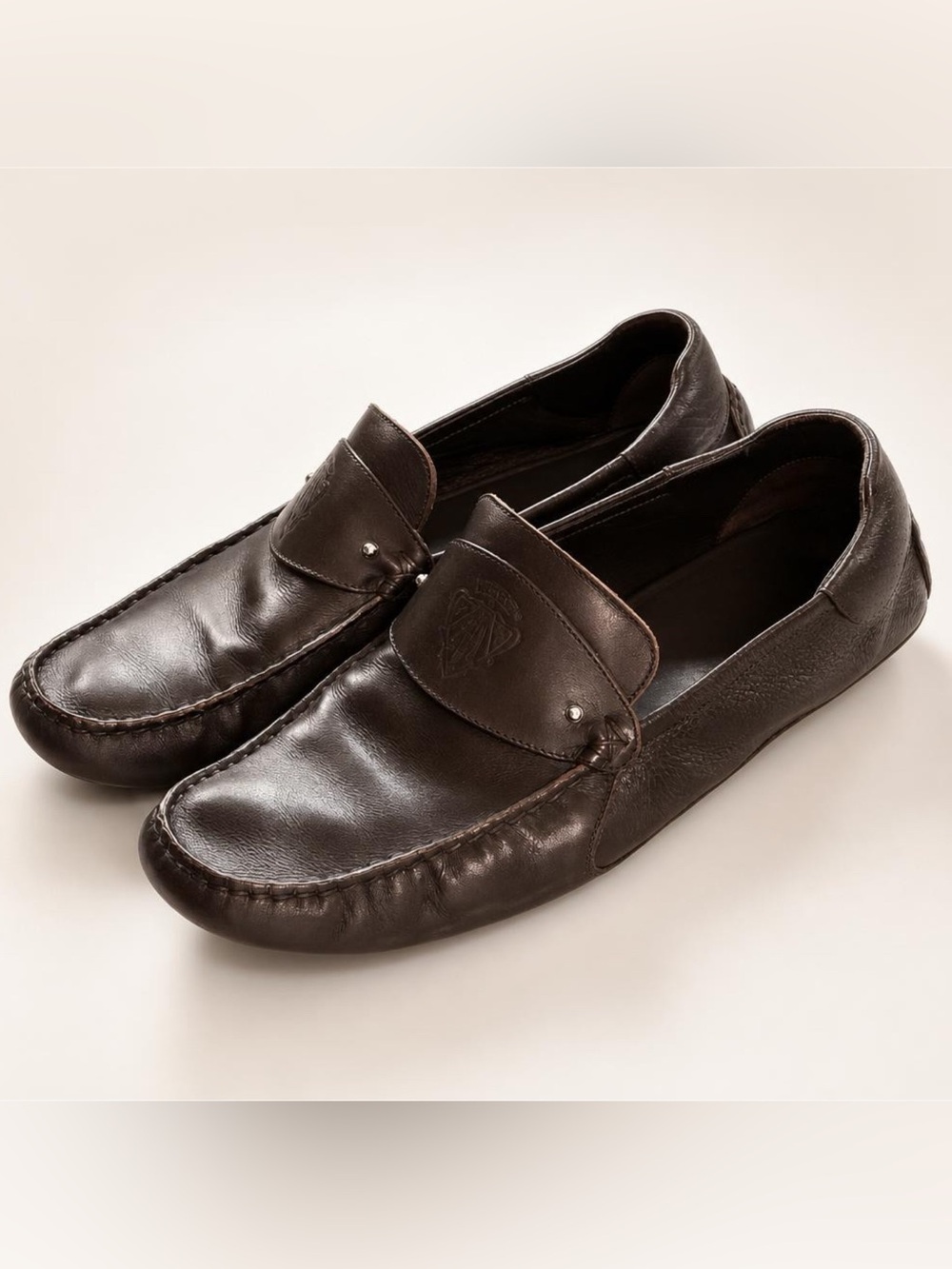 Gucci Hysteria Leather Driving Loafers, brown, 11, Fair